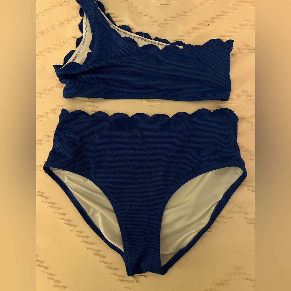 Blue Scalloped Bikini Set